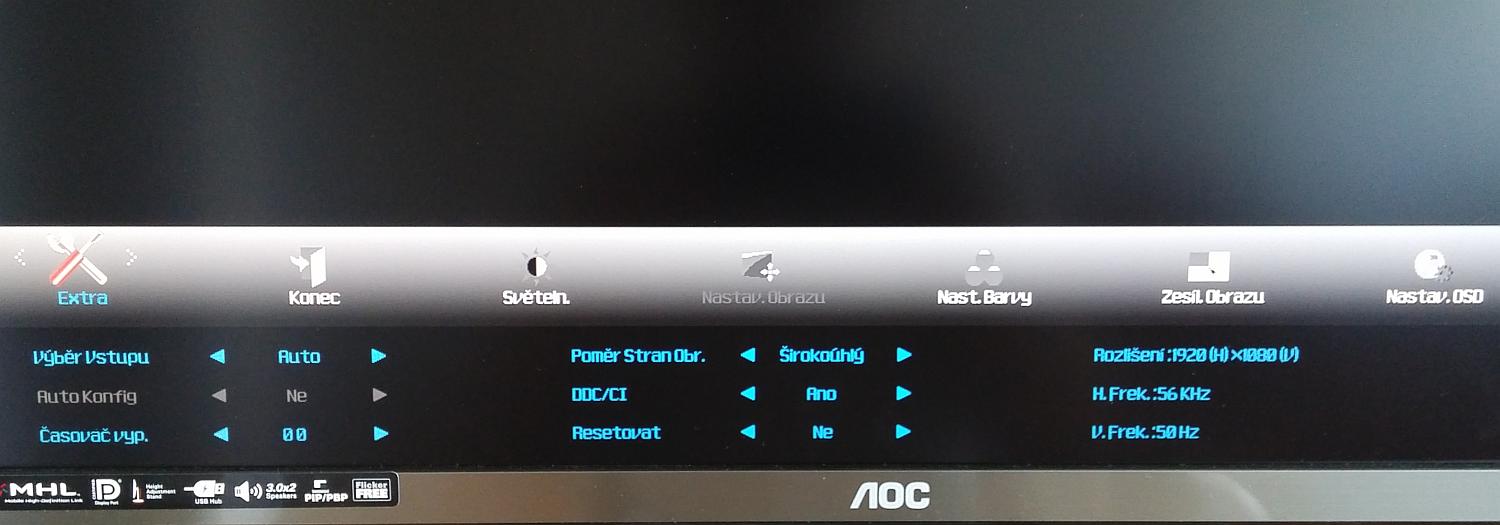 AOC U3277PQU - menu nastavení