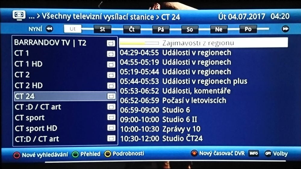 Náhled na pořady pro jeden kanál...
