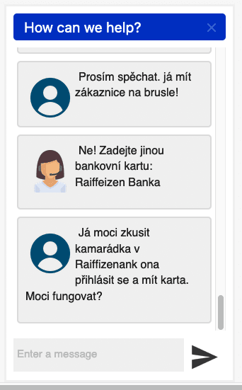 Chronologický začátek komunikace s podvodníkem. Přes podvodný web a podvodnou platební bránu až po chat se "zákaznickou podporou". (09. 02. 2022)