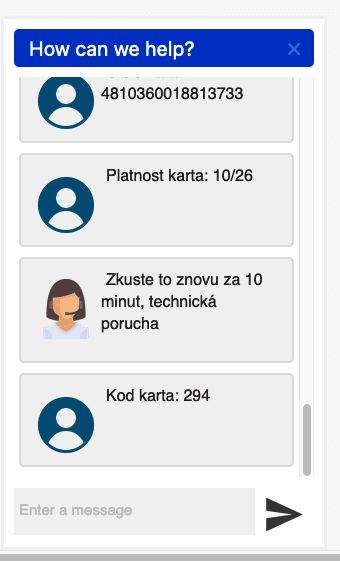 Chronologický začátek komunikace s podvodníkem. Přes podvodný web a podvodnou platební bránu až po chat se "zákaznickou podporou". (09. 02. 2022)
