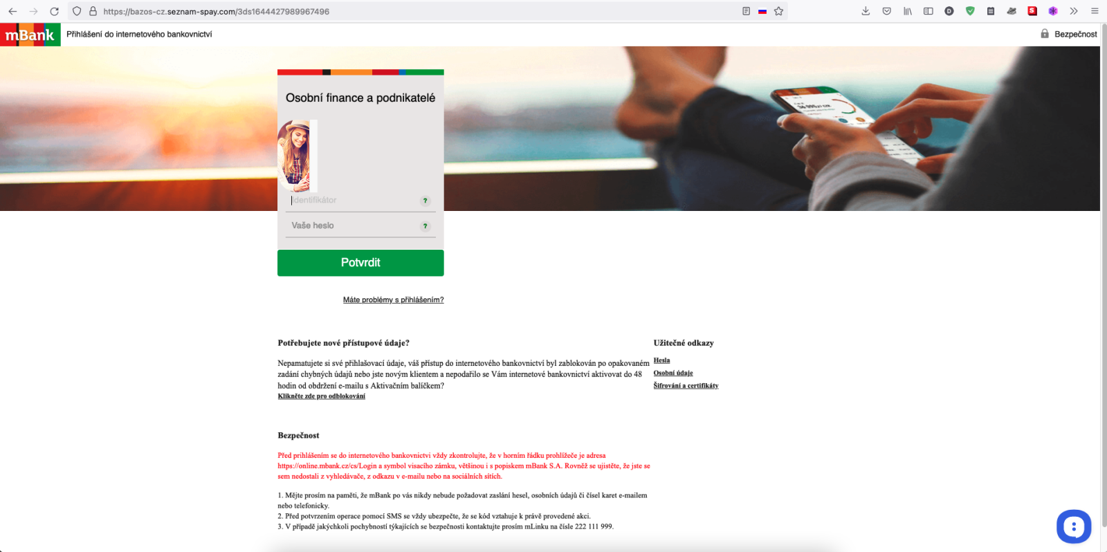 Chronologický začátek komunikace s podvodníkem. Přes podvodný web a podvodnou platební bránu až po chat se "zákaznickou podporou". (09. 02. 2022)