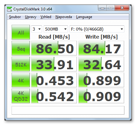 Verbatim Store 'n' Go Portable Hard Drive 500 GB - Crystal Disk Mark