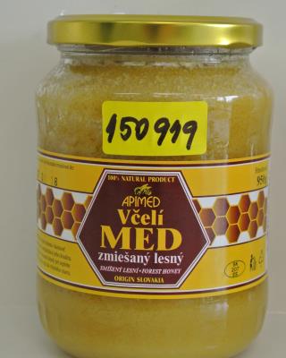 Včelí med smíšený lesní. Kategorie: Falšované potraviny. Nevyhovující parametr:
pylová zrna - geografický původ. Pylová analýza prokázala, že med nepocházel z oblasti uvedené na obale (Slovensko). Výrobce: 	ing. Petr Kudláč-APIMED, Dolná Krupá. Distributor / prodejce: Schellex, spol. s r.o., Chrudim. Místo kontroly: SCHELLEX, spol. s r.o., "www.schellex.cz", Chrudim (internetový obchod)