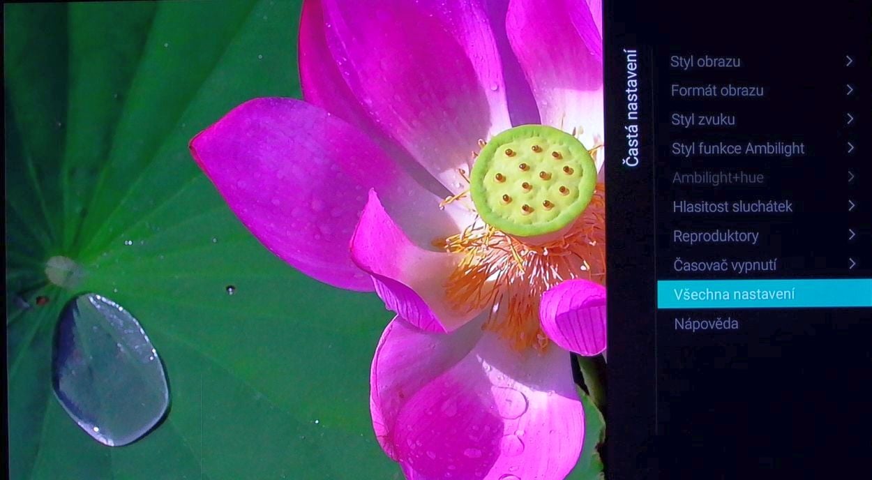 Philips 55POS901F - menu nastavení