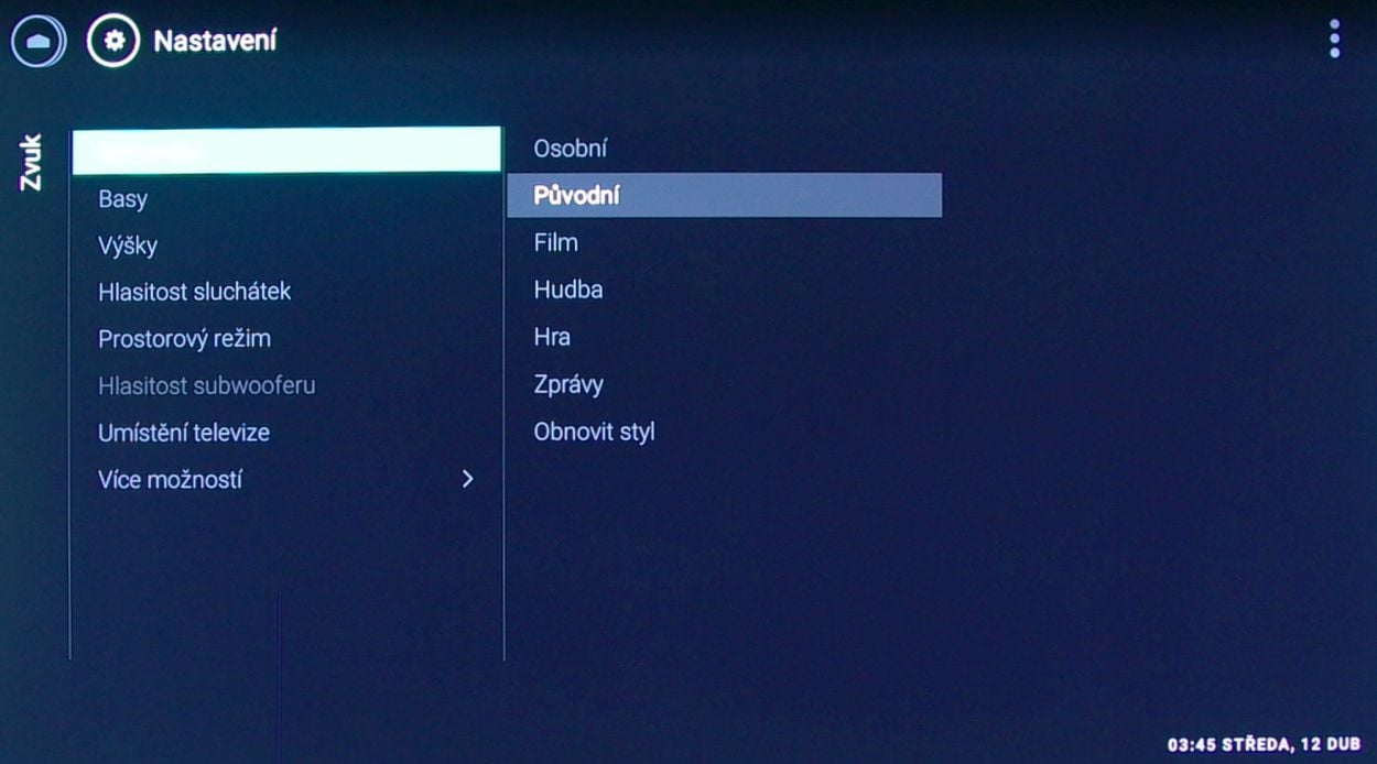 Philips 55POS901F - menu nastavení