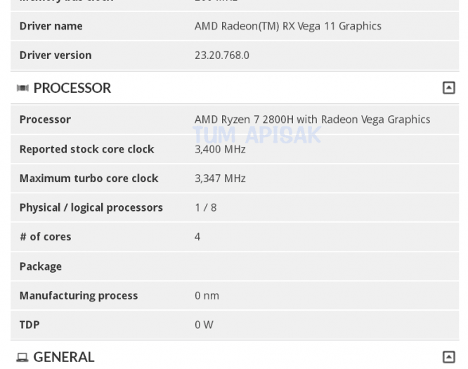 Ryzen 7 2800H v 3DMarku (Zdroj: Tum Apisak)