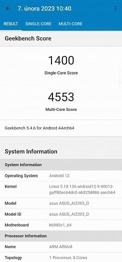 Výsledky benchmarku Geekbench 5 (zdroj: Cnews)