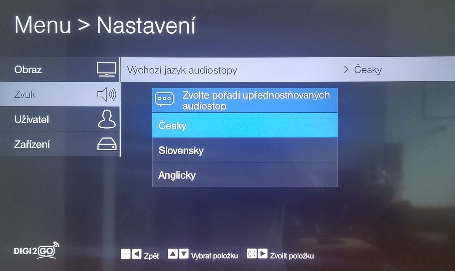 Digi2GO, set-top box Arris VIP1113 - Home a Nastavení