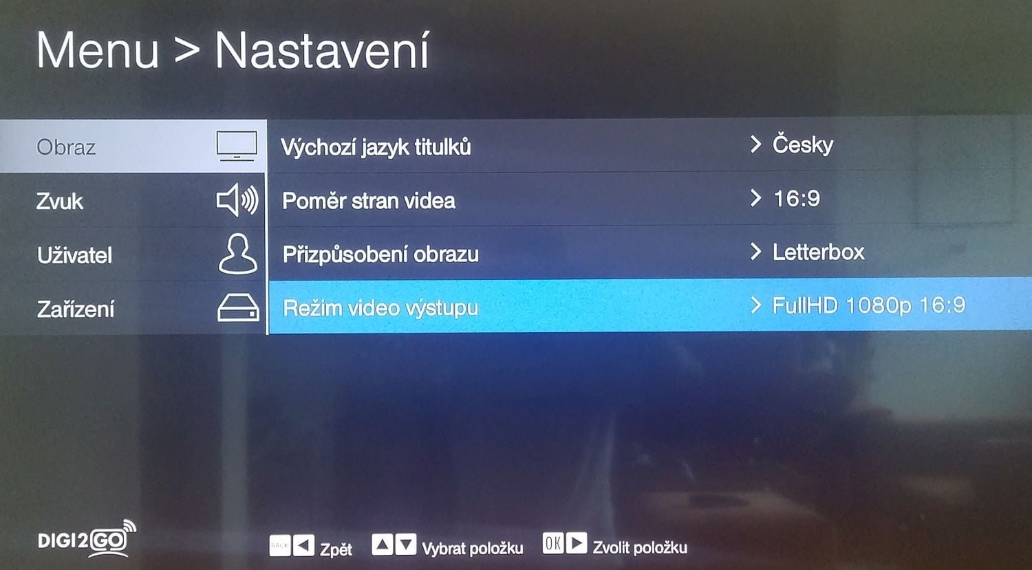 Digi2GO, set-top box Arris VIP1113 - Home a Nastavení