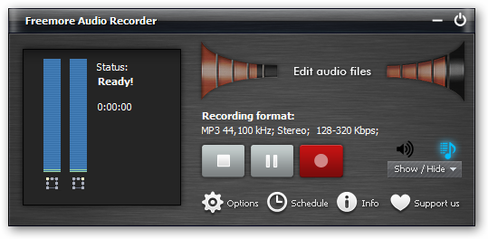 Záznam zvuku (Freemore Audio Recorder).
