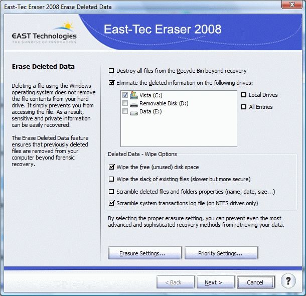 east-tec eraser 2008_screen2