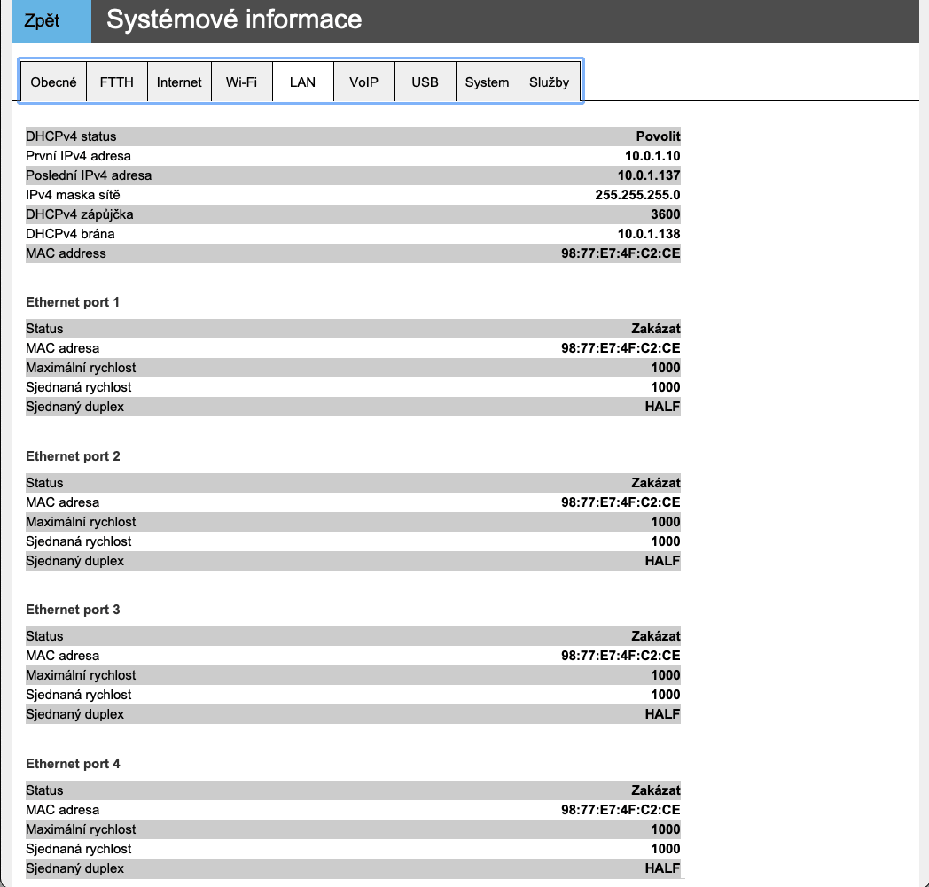 O₂ Smart Box (2021): Administrace
