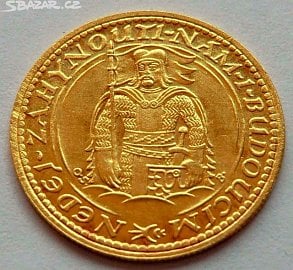 Inzerce zlaté mince svatováclavského dukátu z roku 1931 na Sbazar.cz. Zlato 986/1000, průměr 19,75 mm, 3,49 g. Nabízená cena 13 800 Kč (04/2017)