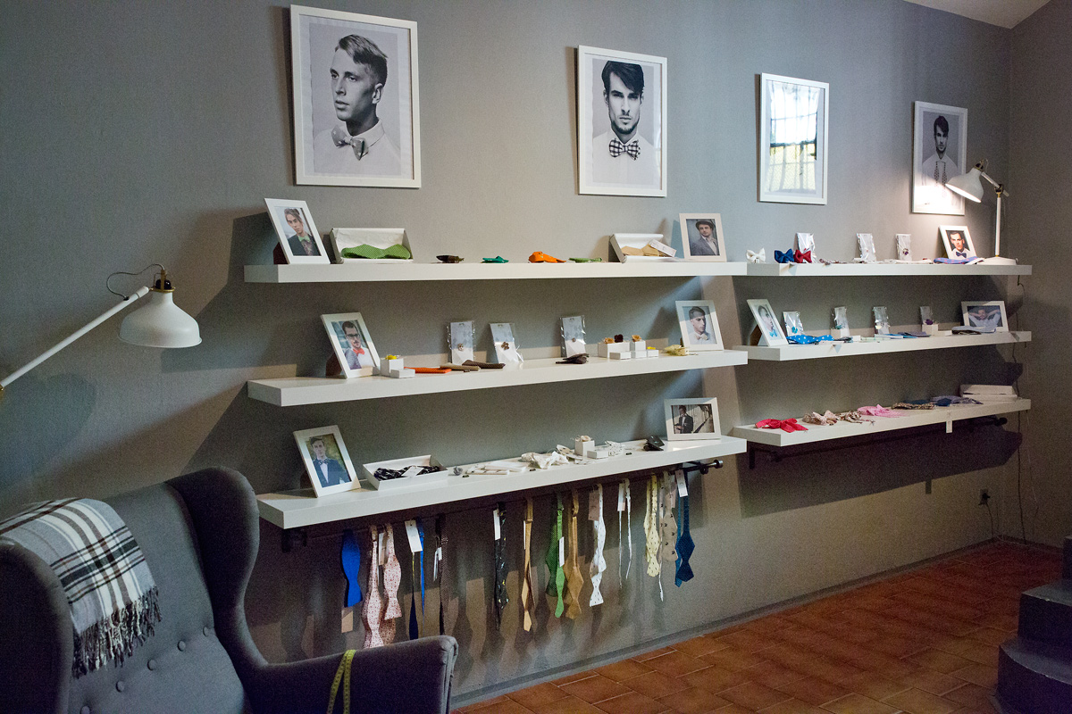 Krispol Store, první české motýlky. Showroom Mánesova 58, Praha.