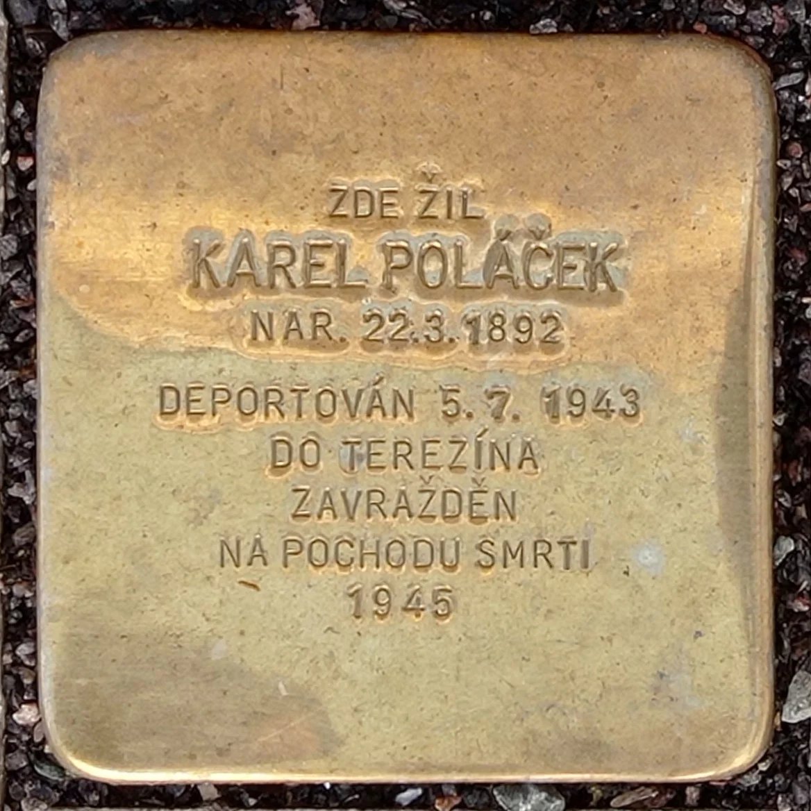 Stolperstein Karla Poláčka v jeho rodném Rychnově nad Kněžnou