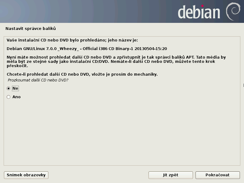 Debian 7.0 Wheezy grafická instalace