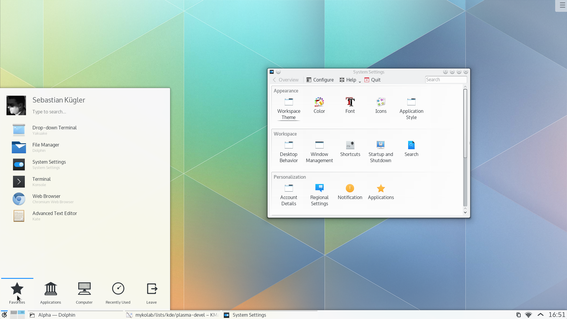 Technologická ukázka KDE Plasma 5