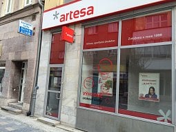 Pobočka spořitelního družstva Artesa v Ostravě na ulici 28. října. (10/2016)