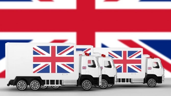 Dodávky a vlajky Velké Británie