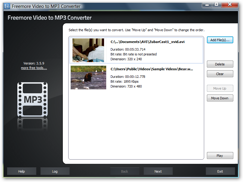 Extrakce audia z videa (Freemore Video to MP3 Conventer).