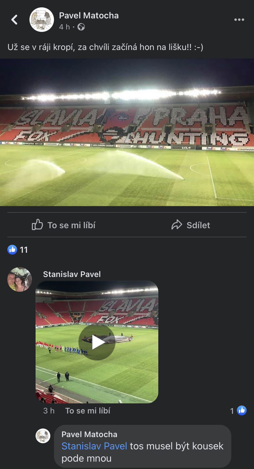 Dodatečně smazaný facebookový status Pavla Matochy ze čtvrtečního fotbalového utkání