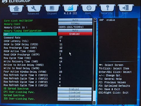 Volba AMD Memory Profile v BIOSu - ECS