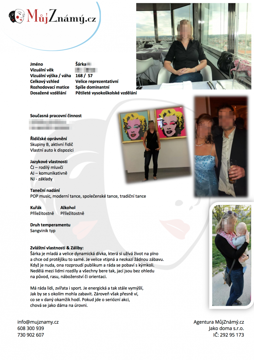 Profil Šárky zaslaný v PDF.