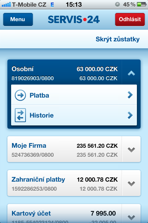 Servis 24 Mobilní banka