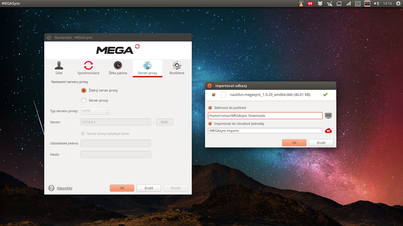 Synchronizační nástroj MEGAsync na Linuxu