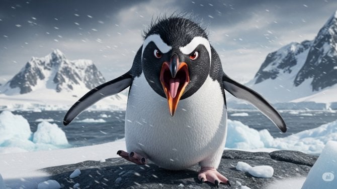 Naštvaný tučňák