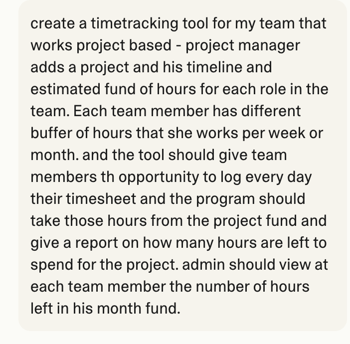 Základní prompt, který odstartoval celý proces vzniku aplikace.