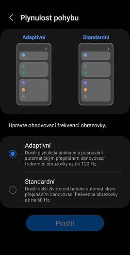 Volba režimu obnovovací frekvence (zdroj: Cnews)