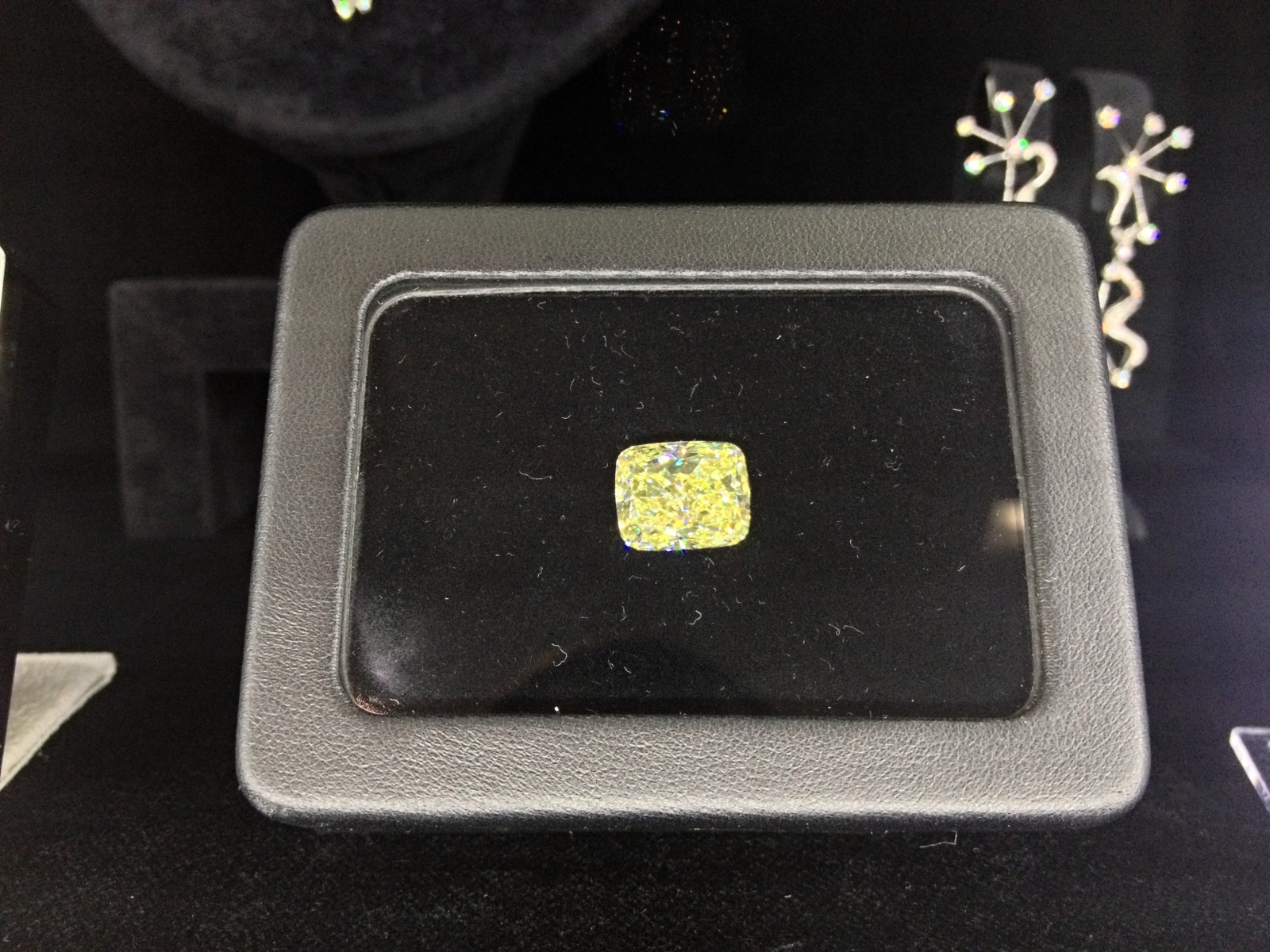 Hmotnost 10,01 karátů, cena 11 485 000 (bez DPH). Barva Fancy Intense Yellow, čistota VVS2