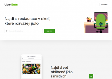 Objednávání přes webové rozhraní Uber Eats.