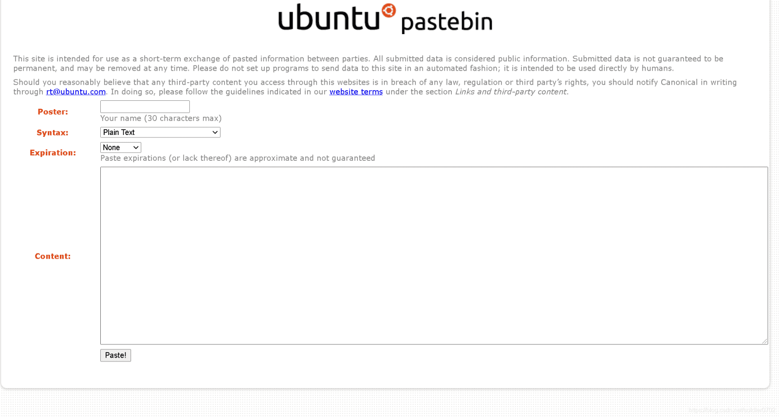 Ubuntu Pastebin
