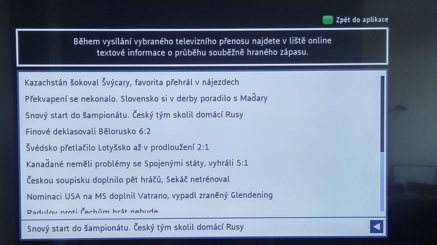 ČT HbbTV - MS hokej 2016