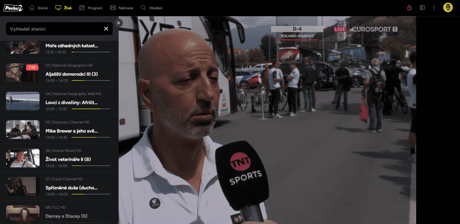 Elektronický programový průvodce (EPG) ve službě Pecka