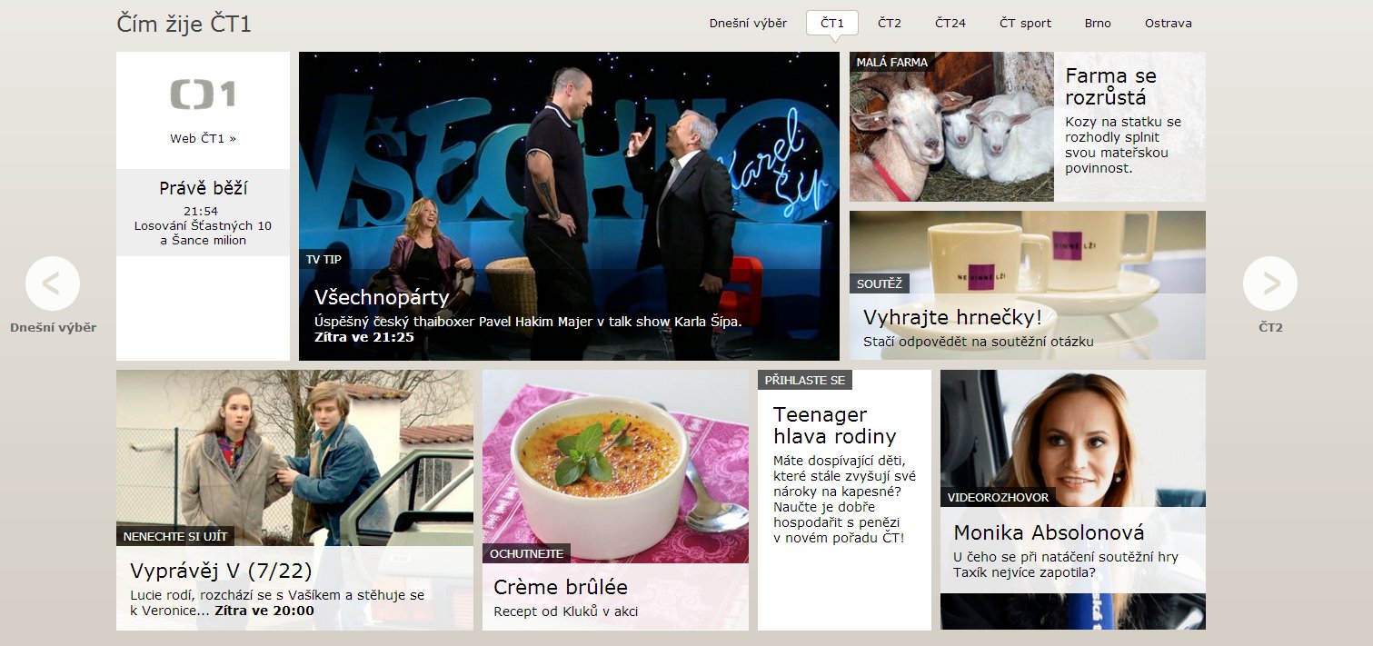 Nová podoba webů České televize sází na "systém karet"