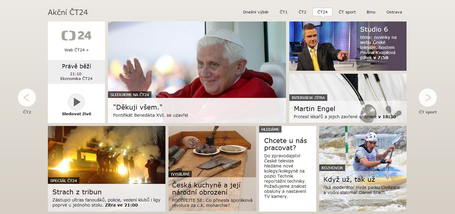 Nová podoba webů České televize sází na "systém karet"