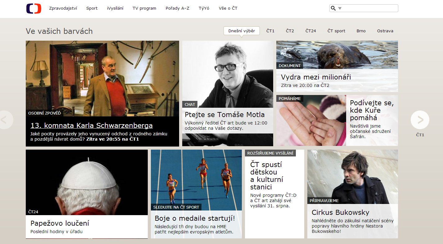 Nová podoba webů České televize sází na "systém karet"