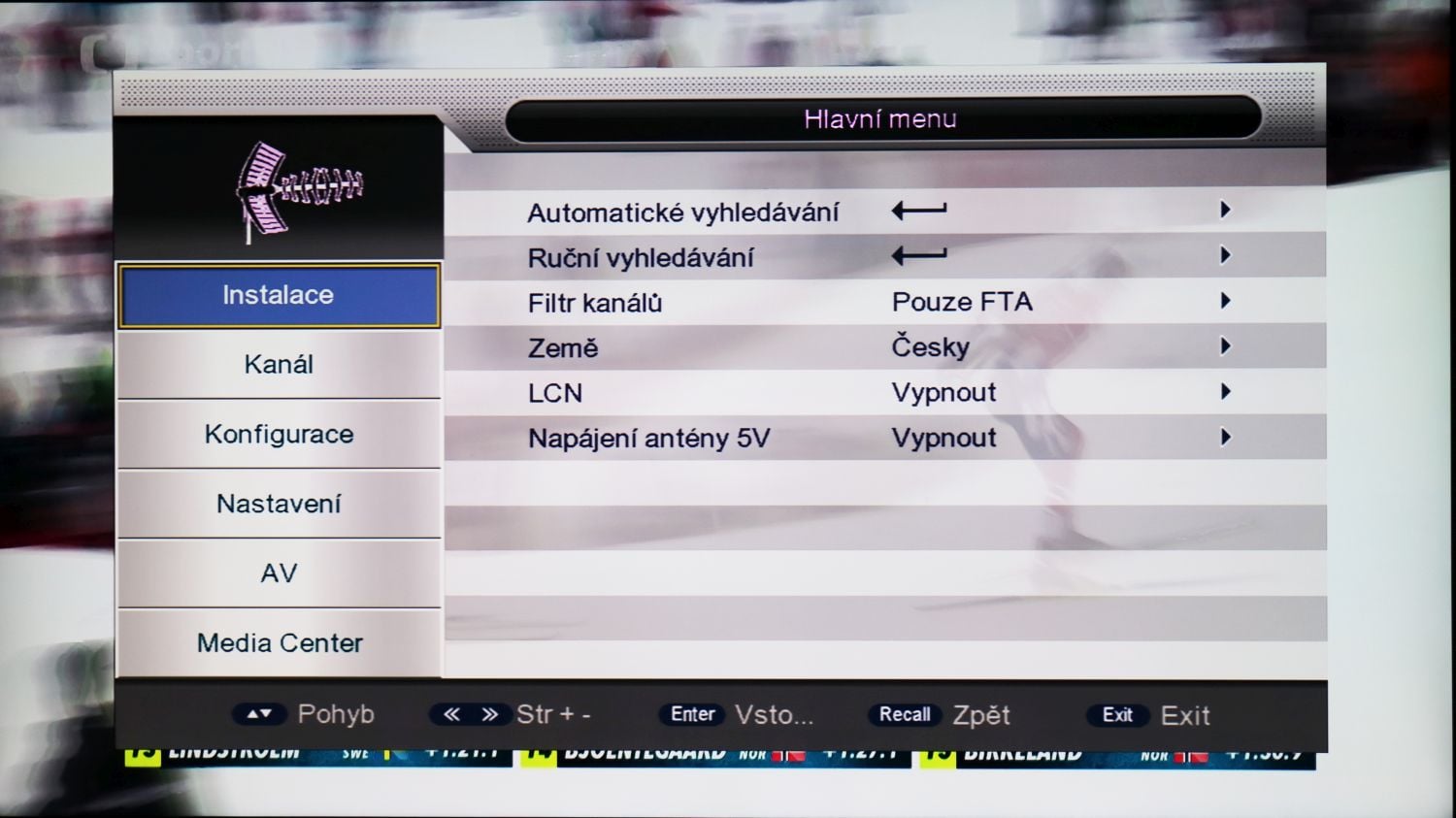 Di-Way T2-One HEVC - menu