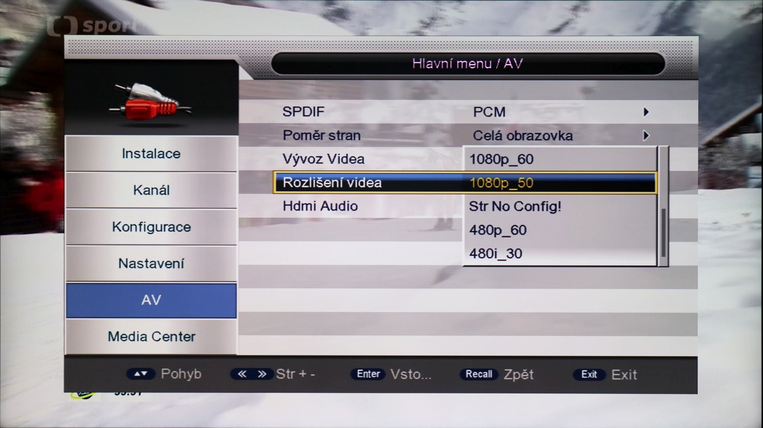 Di-Way T2-One HEVC - menu