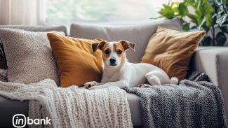 Ořez reklamního banneru Inbank pro půjčky na zařízení domácnosti.