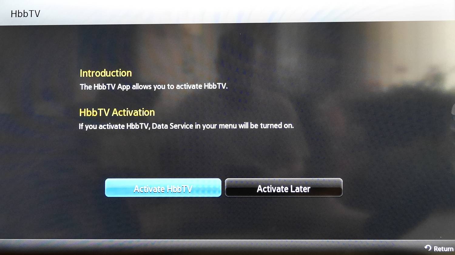 V dalších třech krocích vidíte zprovoznění HbbTV přes výše zmiňovaný widget. Připomínám, že u většiny dalších testovaných televizorů Samsung z kolekce 2014 se to dělá přes menu Systém a "Datová služba".