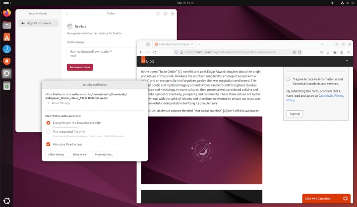 Permissions Prompting v Ubuntu 24.10