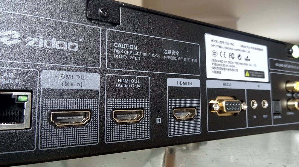Zidoo X20 Pro - Detailní pohled na zadní panel