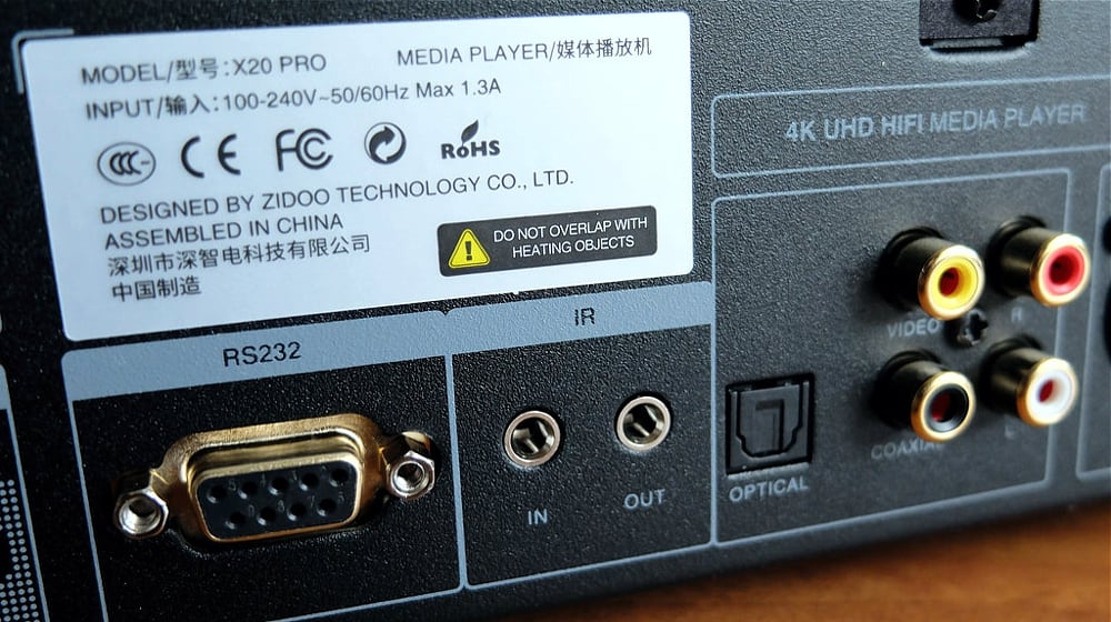 Zidoo X20 Pro - Detailní pohled na zadní panel