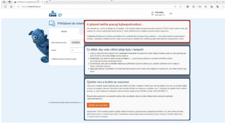 Falešný web ČSOB: Takto banka nachytala nepozorné klienty