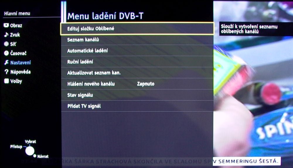 Panasonic TX-50DS630 - třídění kanálů