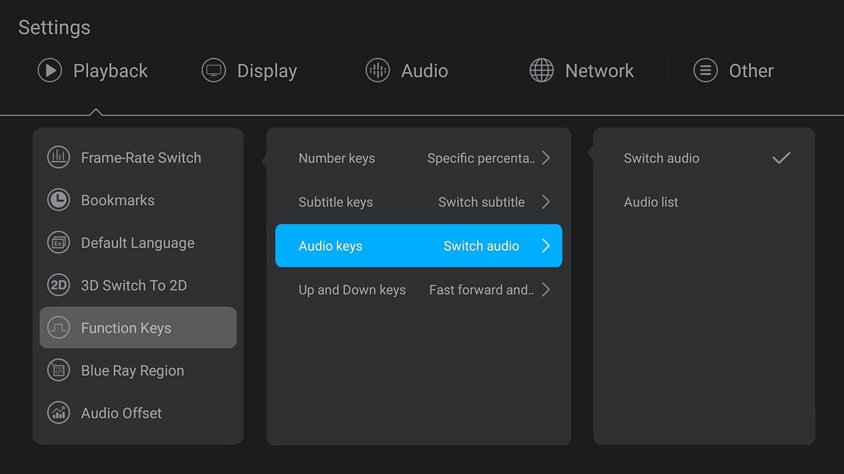 Zidoo X20 Pro - Nastavení přehrávání